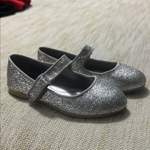 Cat & Jack Glittery Silver Mary Jane Shoes